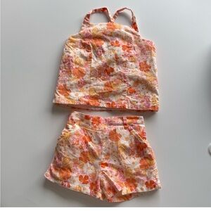 ✨5/$30✨Floral Matching Set- Orange and White